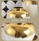 White Gold-Plated Ceramic Jar, Light Luxury Vase Home Decor by Axyaa