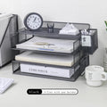 Axyaa Mesh Collection Black 4-Tier Desktop Document Tray Organizer