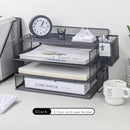 Axyaa Mesh Collection Black 4-Tier Desktop Document Tray Organizer