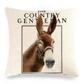 Axyaa Donkey Print Cushion Cover 45x45cm Cute Animals Linen Pillowcase for Home Decor