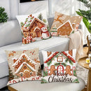 Axyaa Christmas Gingerbread Hut Pillowcase - Festive Sofa Cushion for Holiday Home Decor