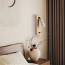 Axyaa Yellow Travertine Wood Wall Lamp: LED Up Down Rotate for Kids Bedroom, Bathroom, Stair
