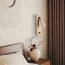 Axyaa LED Wall Lamps: Up Down Rotate, Yellow Travertine Wood Art Decor, Kids Bedroom, Bathroom