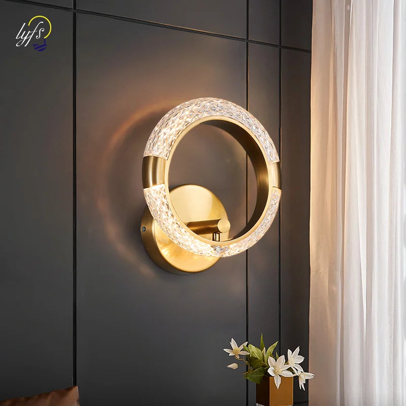 Axyaa Crystal Wall Sconce: Nordic Indoor Bedroom Lamp for Home Decor