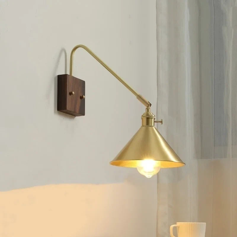 Axyaa Walnut Copper LED Wall Lights for Home Decor and Modern Ambiance