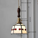 Axyaa Vintage LED Pendant Light with Wood, Copper & Glass Lampshade