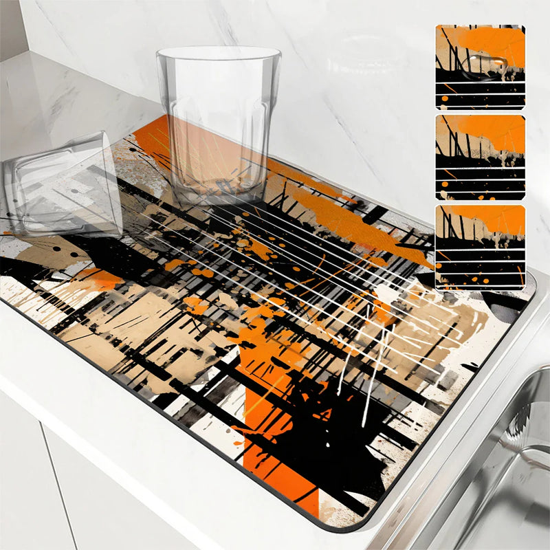 Axyaa Geometric Lines Drain Pad for Kitchen and Bathroom