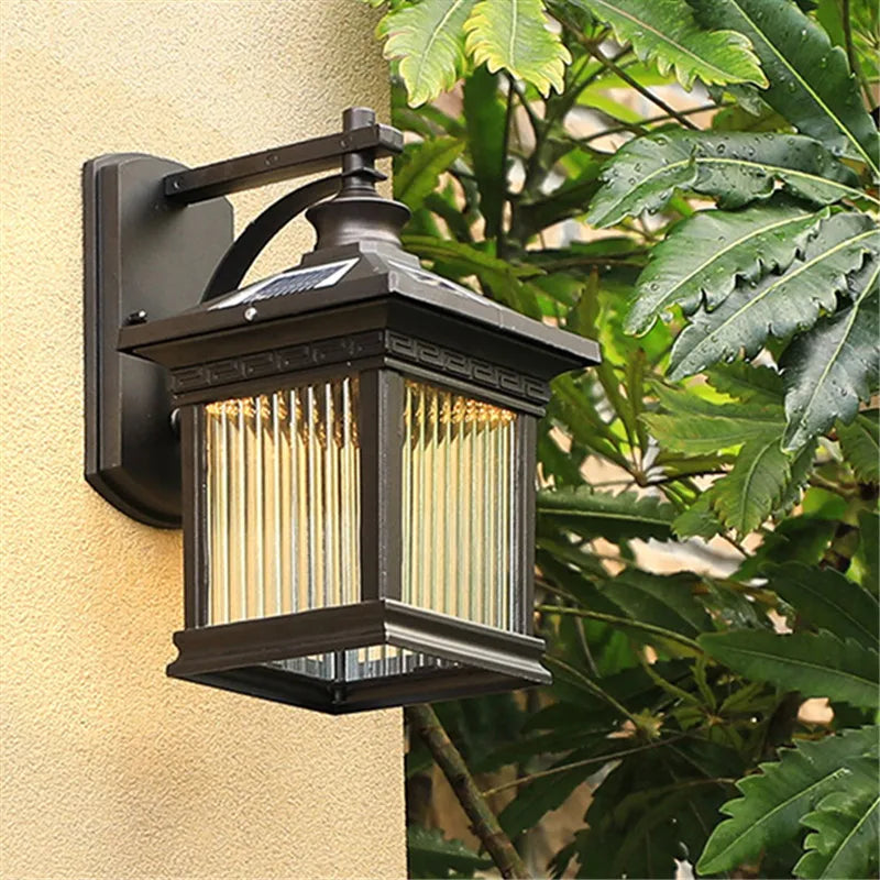 Axyaa Solar Wall Light: Modern LED Outdoor Fixture, Waterproof for Porch, Patio, Courtyard