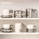 Axya Luxury Nordic Silver Ceramic Coffee Mug for Home Decor and Gifting