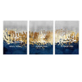 Islamic Gold Blue Wall Art Canvas Painting Print for Modern Living Room by Axyaa