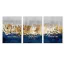 Islamic Gold Blue Wall Art Canvas Painting Print for Modern Living Room by Axyaa