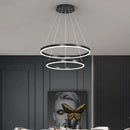 Axyaa Black LED Ring Chandelier Circle Luminous Lamp for Home Decor