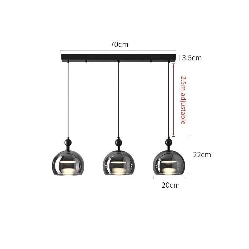 Axyaa Smoke Grey Glass Pendant Lamps for Kitchen Dining Table Light - Hanging Light for Living Room and Bedroom