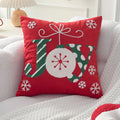 Embroidery Christmas Throw Pillowcase Elk Red Decoration Square Pillowcases by Axyaa