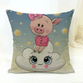 Axyaa Cartoon Animal Print Linen Cushion Cover 45*45cm