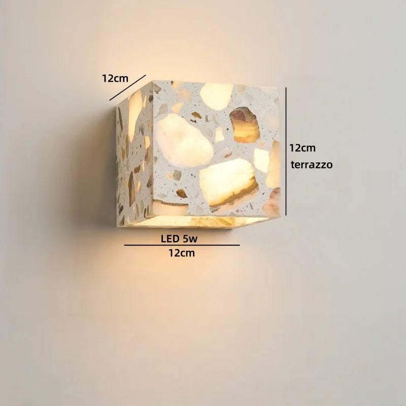 Axyaa LED Wall Lamps with Yellow Stone Lampshade for Indoor Lighting