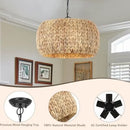 Axyaa Wabi Sabi Rattan Pendant Chandelier 5-Light Fixture for Home Decor