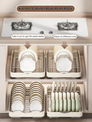 Axyaa Stainless Steel Expandable Rack: Kitchen Cabinet Bowl & Plate Storage Organizer