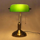 Axyaa European Antique Style Brass Desk Lamp Green Banker Reading Light
