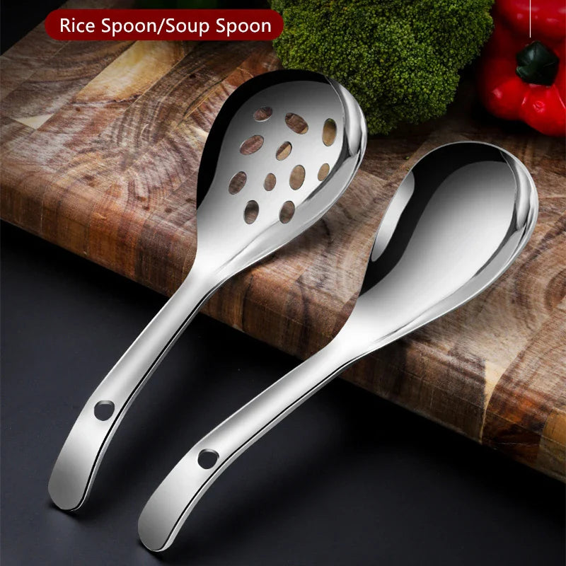 Axyaa Stainless Steel Rice Spoon Colander Skimmer Ladle Serving Utensil