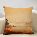 Axyaa Ocean Landscape Flower Sofa Cushion Cover Linen Pillowcase Home Decor