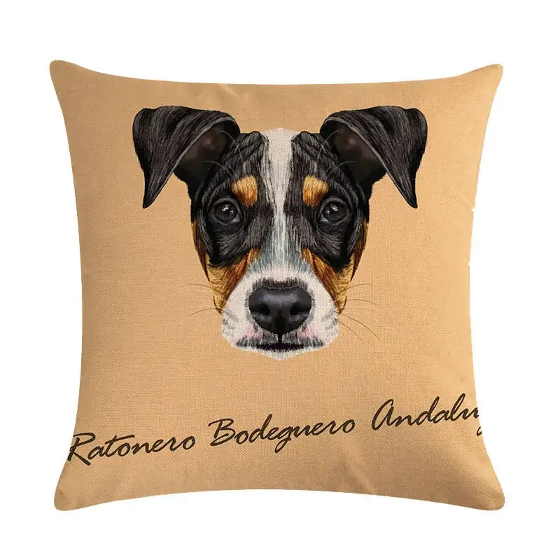 Cartoon Dog Cushion Cover by Axyaa - Linen Pet Pillow for Home Office Sofa Decor