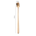 Axyaa Stainless Steel Square Coffee Spoons - Long Handle Dessert Spoons for Kitchen