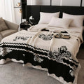 Axyaa European Cotton Fleece Blanket - Double-Layer Jacquard Sofa Blanket for All Seasons