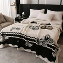Axyaa European Cotton Fleece Blanket - Double-Layer Jacquard Sofa Blanket for All Seasons