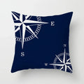 Axyaa Blue Mediterranean Compass Anchor Pillow Cover 45x45cm