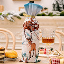 Axyaa Christmas Wine Bottle Cover - Santa Claus Snowman Elk Print - Xmas Table Decor