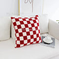 Axyaa Checkerboard Plaid Knit Plush Pillow Cover for Car Sofa, 45*45cm, 50*50cm