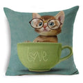 Axyaa Retro Cat Pillow Cover for Sofa Decor, Boho Style Pillowcase