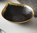 Axyaa 7-inch Black Gold Salad Bowl Set: Soup, Dessert Plate, Western Tableware