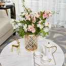 Axyaa Creative Metal Glass Vase with Golden Print - Modern Home Decor & Flower Arrangement