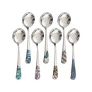 Axya Stainless Steel Colorful Korean Soup & Rice Spoon Set, Large Round Design