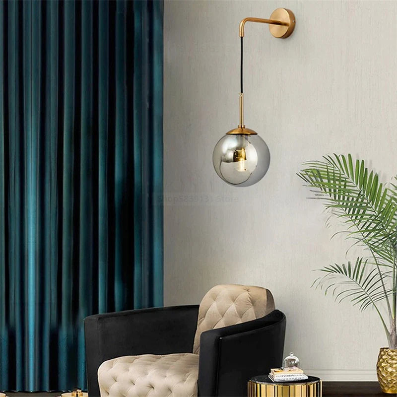 Axya Nordic Glass Ball Wall Lamps: Retro, Modern, LED Lighting Fixtures