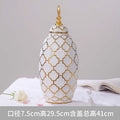 Axyaa White Golden Vase: Modern Ceramic Decor for Home Dining Room Floral Display