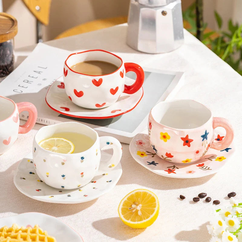 Axyaa Ceramic Mug: Irregular Pattern Coffee Cup for Creative Gifts