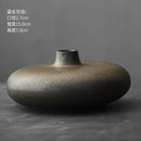Axyaa Black Terracotta Abstract Vase Coarse Pottery Retro Glazed Flower Arranger