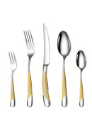 Axyaa Stainless Steel Star Drill Cutlery Set - 30pc Knife, Fork & Spoon Dining Set