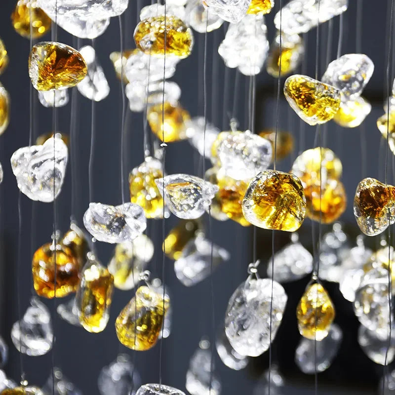 Axyaa Modern Crystal Chandelier with Special-Shaped Stone Decoration for Dining and Living Room Lighting