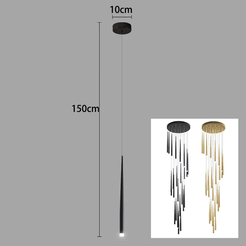 Axyaa Staircase Chandeliers LED Pendant Light Lamps Modern Decor for Living Room