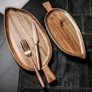 Axyaa Acacia Wood Leaf Shaped Dinner Plate