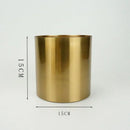 Axyaa Gold Brass Cylinder Vase Artificial Flowers Decor Desk Decoration Minimalism Metal Vases