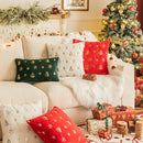Axyaa Sequin Christmas Tree Embroidery Pillowcase - Festive Snowflake Plush Cushion Cover