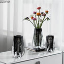 Axyaa Gray Glass Vase Hydroponics Desk Decoration Floral Vases Room Aesthetic Decor