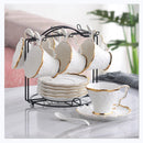 Axya Bone Coffee Set for 6 - Exquisite Cups, Saucers, Spoons & Holder