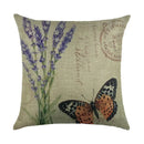 Axyaa Linen Butterfly Flower Sofa Cushion Cover 45*45 - Home Decor Printed Pillow Case