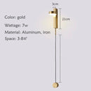 Axyaa Simple Rotating LED Wall Lamp in Black Gold for Bedroom, Living Room, Aisle